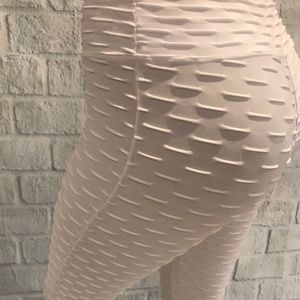 Brazilian High Waist Texture Leggings- White
